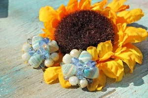 Pendientes traseros vintage con clip de cuentas de azúcar azul ¡ENVÍO GRATUITO! - Imagen 1 de 7