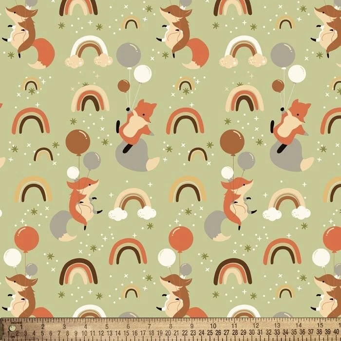 David Textiles FLANNEL dx-2626-4f-1 FOXES & RAINBOWS Flannel Cotton - Image 1 of 1