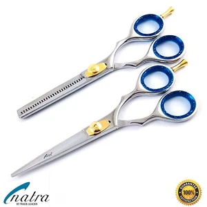 2x Ciseaux pour Cheveux Paire de à Effiler Coiffeur Coupe NATRA - Photo 1/12