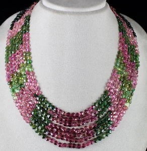 Certified Natural Multi Tourmaline 442 Carats Faceted Heart Necklace For Women - Picture 1 of 12