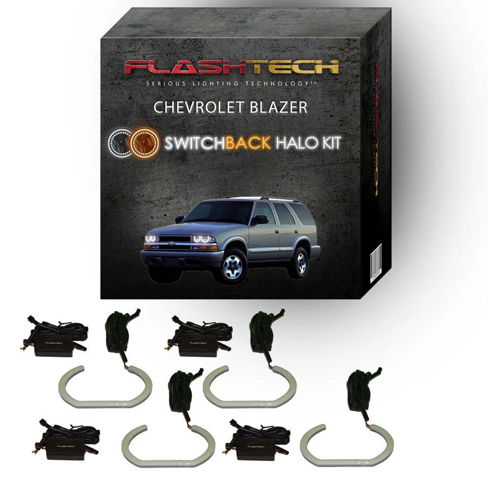 White Angel Eye LED Headlight Halo kit for 1998-2004 Chevrolet Blazer Headlights - Image 1 of 2