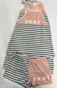 DKNY Girls 3-Piece Pajama SHORT/BLOUSE/DRESS Set(PINK/GRAY/WHITE 8)NWT - Picture 1 of 4