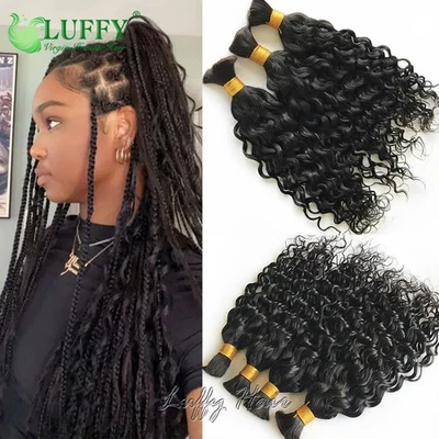 Cabello humano a granel húmedo y ondulado para trenzar sin trama extensión de cabello humano brasileño Foto 1 de 4