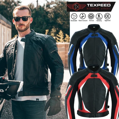 Leather Motorbike Jacket Sports Racing Motorcycle Biker With CE Protect Armour - Image 1 of 4