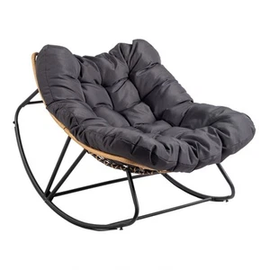 Oversized Rattan Papasan Chair Outdoor Rocking Seating Thick Padded Cushion - Picture 1 of 12