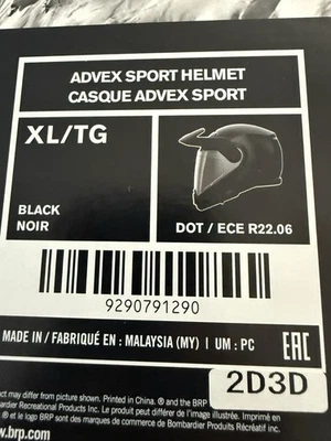 Skidoo Oem Helmet Advex Sport Black 9290791290 New - Image 1 of 3