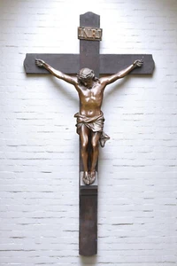 ⭐Gran crucifijo, bronce de alta calidad Cristo siglo XIX por F. Barservicenne - Imagen 1 de 13