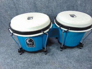 Taca Bongo Drums Blue Wood 5.5" and 6.5" Hand Drums - Picture 1 of 16