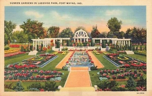 Postal de Sunken Grdens In Lakeside Park Fort Wayne Indiana - Imagen 1 de 2