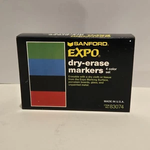 Marcatori vintage Sanford Expo cancellazione a secco set 4 colori punta a scalpello 83074 USA - Foto 1 di 8