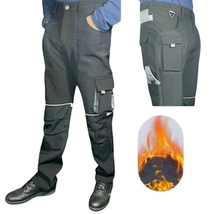 Men Thermal Work Trouser Fleece Warm Knee Pad Pockets Heavy Duty Combat Cargo UK - Picture 1 of 10