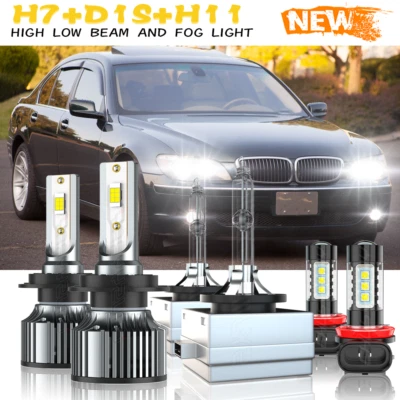 For BMW 750i 750Li 760Li 2006 2007 2008 LED HID Headlights+Fog Light Bulbs - Image 1 of 4