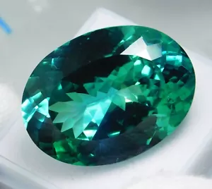 Gemma Forma Ovale Zaffiro Parti Blu-Verde Ceylon Naturale Certificata 39 Ct - Foto 1 di 21