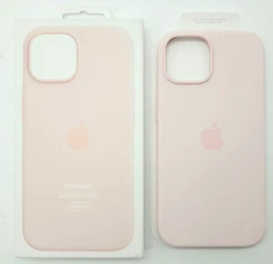 AUTHENTIQUE Coque en Silicone Apple avec Magsafe iPhone 15 - Rose Clair - Photo 1 sur 4