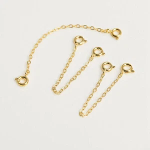 9ct Gold Strong Extender Safety Chain Bracelet Necklace Connecting Ring Soldered - Picture 1 of 16