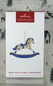 2024 Hallmark Christmas Ornament Baby Boy First Christmas Blue Rocking Horse - Picture 1 of 1