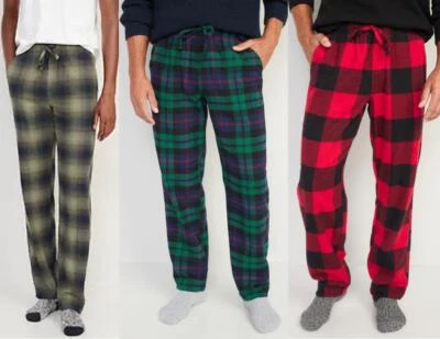 NWT new Old Navy Double-Brushed Flannel Pajama Pants Men L large red navy green - Image 1 of 4