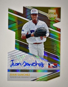 2020 Elite Extra Edition DPL Aspirations Die-Cut Gold Auto #198 Juan Sanchez /24
