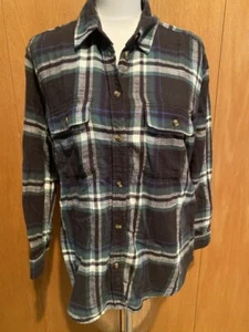 American Eagle Outfitters AE Green Plaid Oversized Fit Flannel Shirt Top Small - Picture 1 of 3