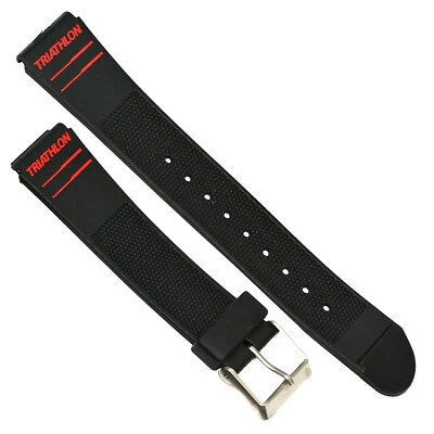 Banda deportiva de goma para hombre Timex 19 mm negra con logotipo rojo TX362931 Foto 1 de 2