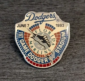 L.A. Dodgers First Game Dodger Stadium 1993 FLA Marlins MLB Baseball Lapel Pin - Picture 1 of 4