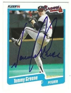 Autographed TOMMY GREENE Atlanta Braves 1990 Fleer Card #584 - w/COA - Picture 1 of 1