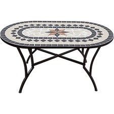 TAVOLO DA GIARDINO OVALE CON MOSAICO BASE IN ACCIAIO ROBUSTO CM 150x90x74 31649