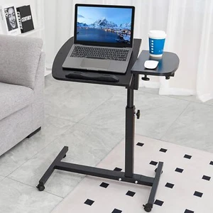 Adjustable Overbed Table with Wheels, Tilting Desktop, Rolling Laptop Desk for - Picture 1 of 7