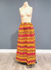 Vintage ALEX COLMAN psychedelic boho quilted maxi skirt Waist 26