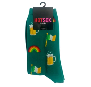 Hot Sox Womens Socks St Patricks Day Beer Rainbow Ireland Irish Flag Green Crew - Picture 1 of 5