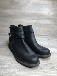 Women's Born Black Leather Side Zip Ankle Boots Size 9 M - Picture 1 of 6