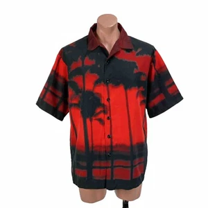 Camisa De Colección Cultura Callejera Hombres L Rojo Palmeras Miami Vice Abotonada Y2K Años 90 - Imagen 1 de 8