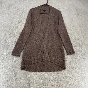 Eileen Fisher Cardigan Womens Medium Linen Alpaca Wool Open Front Cozy Brown - Picture 1 of 11