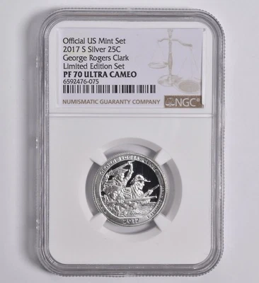 PF70 UCAM 2017-S Silver George Rogers Clark Quarter Limited Edition NGC *3502 - Image 1 of 4