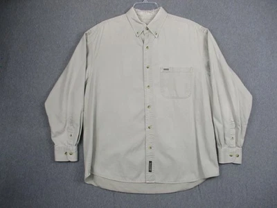 Vintage Timberland Shirt Mens Large Beige Long Sleeve Pocket Cotton Twill - Image 1 of 4
