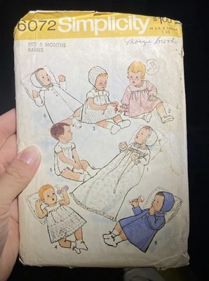 Vintage 1970s Baby Wardobe DRESS Onsie  Sleeper Simplicity 6072 size 6 month - Image 1 of 4