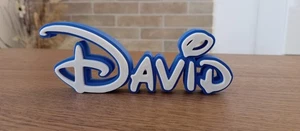 DAVID PERSONALIZE DISNEY NAME PLATE SIGN CUSTOM DOOR TAG FONT WALL BEDROOM BLUE - Picture 1 of 2
