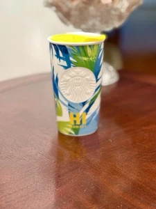 Vaso Starbucks 2016 12 fl oz con tapa, HI Hawai'i, impresión tropical, azul/verde  - Imagen 1 de 8