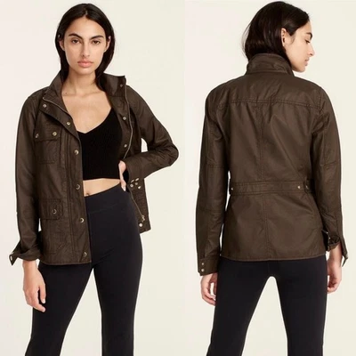 Chaqueta de campo J.Crew Downtown para mujer XS relajada corte novio marrón musgo Foto 1 de 4