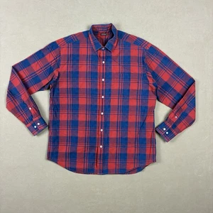 Camisa a Cuadros J. McLaughlin Para Hombre M Rojo Azul Tartán Manga Larga 100% Algodón - Imagen 1 de 9