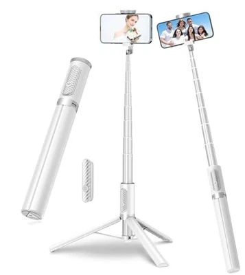 TONEOF 67" Teléfono Celular Selfie Stick Trípode,Smartphone Trípode Soporte Todo en 1 BLANCO Foto 1 de 4