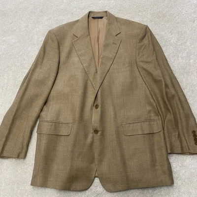 Blazer Brooks Brothers Para Hombre 42R Tostado Seda Lino Algodón Hecho en Italia Abrigo Deportivo Foto 1 de 4