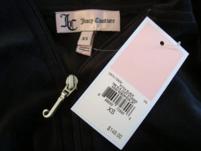 NUEVO CON ETIQUETAS $148 JUICY COUTURE Sudadera con Capucha Tachonada Terciopelo Pitch Chaqueta Negra Talla XS Foto 1 de 4