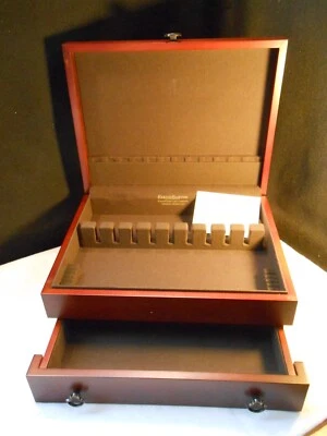 Reed & Barton Handcrafted Bristol Mahogany / Brown Flatware Chest with Drawer - Image 1 of 4