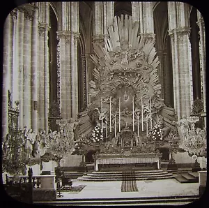 Glas Zauber Laterne Dia AMIENS KATHEDRALE HOCHALTER UM 1890 FOTO FRANKREICH - Bild 1 von 2