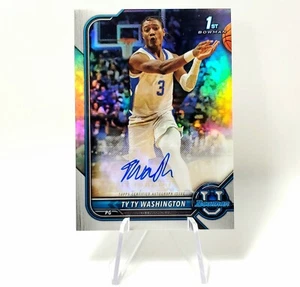 Ty Ty Washington Auto 2022 Bowman 1st Chrome Prospect Wildcat Rockets Basketball - Picture 1 of 12