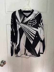 Fox Motorcross Dirtbike Shirt Black White YM - Picture 1 of 2