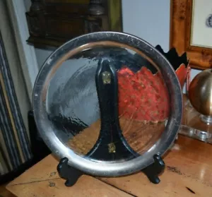 Piatto da portata 10" Annieglass artigianale in argento platino con bordo crepitante - Foto 1 di 10