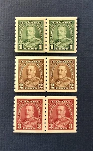 🇨🇦CANADA Stamps MNH Coil Pairs Sc#s 228 to 230, 1935 KGV Pictorial Issue - Picture 1 of 1