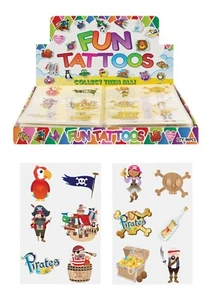 72 PIRATE TEMPORARY TATTOOS Assorted Design Party Bag Filler Loot Girls Boys - Picture 1 of 1